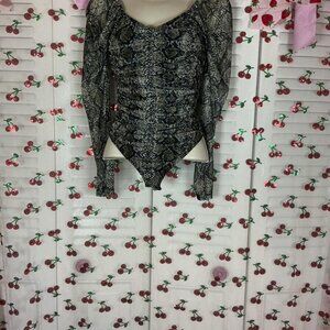 Faded Rose Black Snake Print bodysuit